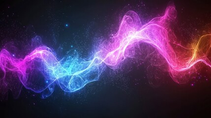 Wall Mural - Flowing, colorful energy, dark space background