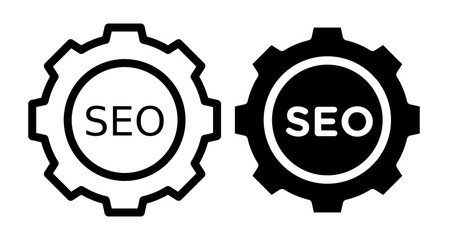 seo icons vectors. black solid and liner versions