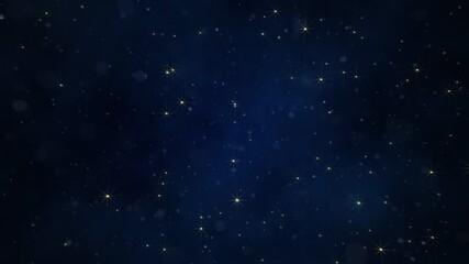 Wall Mural - bright shiny twinkling golden stars in the night sky moving towards the camera. this glittering star