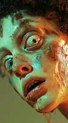 Wall Mural - Disturbing Close-up Portrait: Gory Horror Face