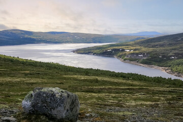 Wall Mural - Aerial view of the lake Innerdalsvatnet, Norway