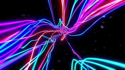 Wall Mural - abstract loopable motion graphics. glowing neon lights streaming across the screen. seamless loop