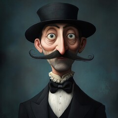 Wall Mural - Vintage Gentleman: A Whimsical Portrait Illustration