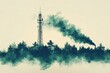 © Graph Squad - Industrial pollution near a forest. A communication tower stands tall amidst the smoke.