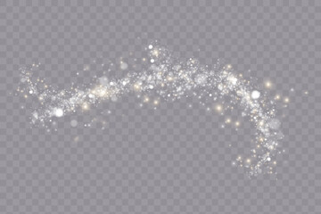 Wall Mural - glowing light effect with many bright particles isolated on transparent background. vector star clou