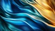 © KarpenArt Studio - A close-up of blue and gold satin fabric, with folds and creases that suggest it has been draped or laid out in some way.