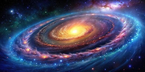 Wall Mural - A stunning spiral galaxy with vibrant colors and delicate details in the foreground, cosmos, spiral arms