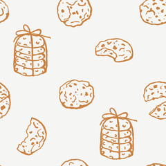 Wall Mural - Seamless pattern with hand drawn cookies