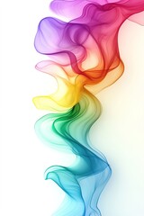 Wall Mural - This abstract composition features iridescent rainbow waves with smooth transitions and soft metallic textures, set against a clean white background. Ample space is available for text overlays