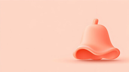 Peach bell notification icon on pink background; app interface design