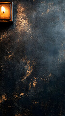 Wall Mural - Single Candle Burning Brightly Against Textured Dark Background : Generative AI