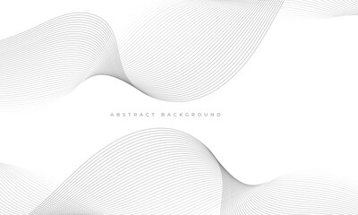 Fototapete - Abstract white background with grey wavy lines. Vector illustration with wave stripes