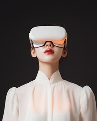 Poster - Futuristic Learning with VR Petite Korean Woman Immersed in Virtual Reality Medieval History Scene - EdTech Innovation and Augmented Learning Solutions