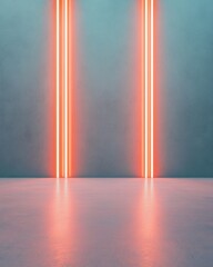 Aufkleber - Neon Minimalism in AI Vibrant Light Streaks on Concrete for Tech-Infused Spaces and Data Visualization - Innovative Design for Modern Business Environments