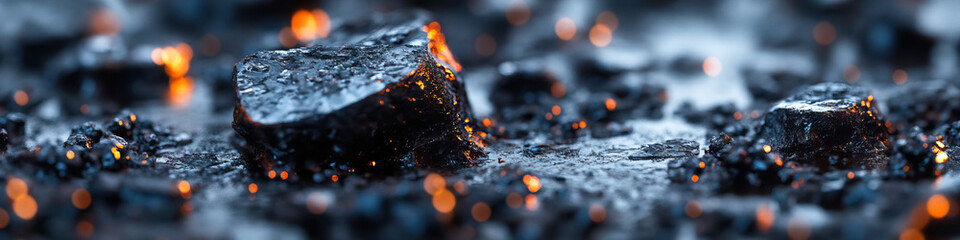 Wall Mural - Glowing Embers and Coal Rocks