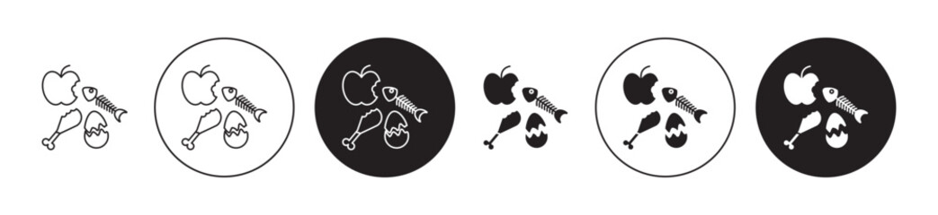 Organic waste icons set in black filled and stroke line style