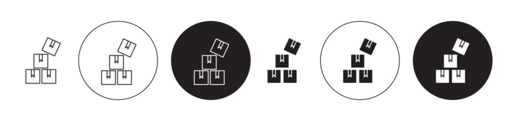Overflow shipment icons set in black filled and stroke line style