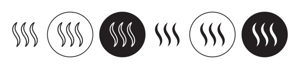 Smoke steam silhouette icons set in black filled and stroke line style