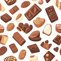 Wall Mural - Chocolate continuous icon pattern, Chocolate repeating background