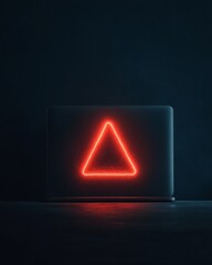 Aufkleber - Neo-Noir Cybersecurity Focus Red-Lit Display Warning on Sleek Laptop - Digital Crisis Management and Data Breach Prevention for Modern Tech Industry