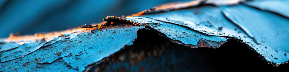 Wall Mural - Close-up of Weathered Teal Metal with Peeling Paint and Rust