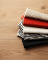 Poster - Contemporary Ethnic Textile Trends Earth-Toned Geometric and Tribal Patterns on Wood for Fashion Innovation and Digital Marketing Creativity