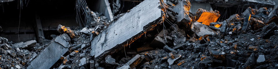 Wall Mural - Concrete Rubble Pile with Orange Highlights