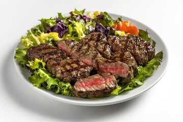 Wall Mural - A plate of juicy steak served with fresh salad, perfect for any meal