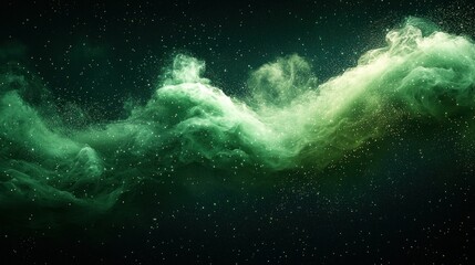 Wall Mural - Green nebula swirls cosmic dust space background