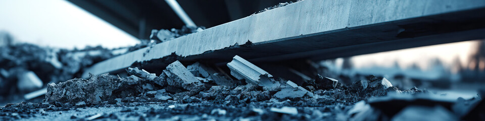 Wall Mural - Damaged Concrete Beams and Rubble