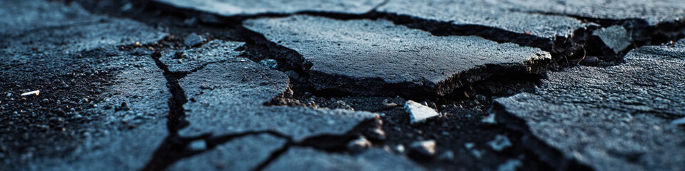 Wall Mural - Cracked Asphalt Pavement Surface Detail