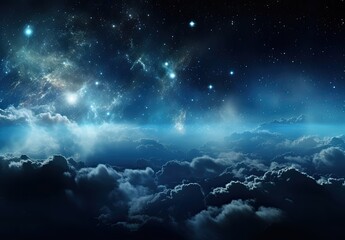Wall Mural - lots of stars shining in the night sky and clouds. the beauty of nature. 3d illustration for cover, 