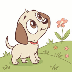 Sticker - dog with flower