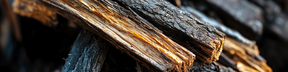 Poster - Close-up of Charred and Uncharred Firewood