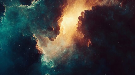 glowing nebula in deep space, cosmic and vibrant, peaceful and powerful, rich and dynamic, high deta