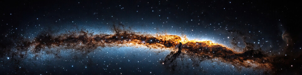 Wall Mural - Panoramic View of a Galaxy's Central Region with Interstellar Gas and Dust