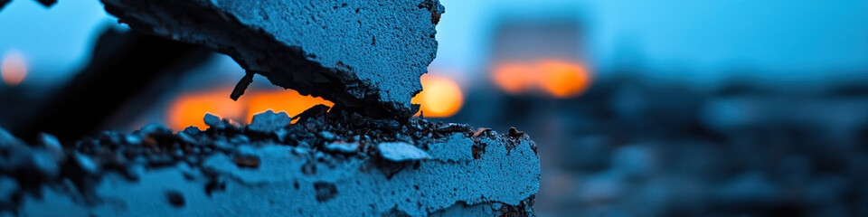 Wall Mural - Fractured Concrete Wall at Dusk