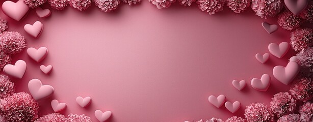 Wall Mural - glowing translucent pink hearts surrounded by sparkling bokeh lights on a dreamy pastel background g