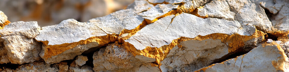 Fractured Rock with Yellow-Orange Infilling