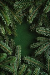 Poster - A close-up view of a pine tree on a green background, ideal for use in designs and illustrations