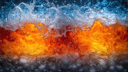 Wall Mural - Bright Flames and Waves Interacting in a Fiery Water Scene