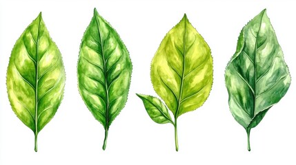 Wall Mural - Variety of Green Leaves in Different Shades and Textures for Art