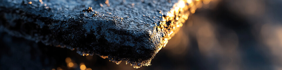 Wall Mural - Close-up of Dark Textured Surface with Golden Highlights