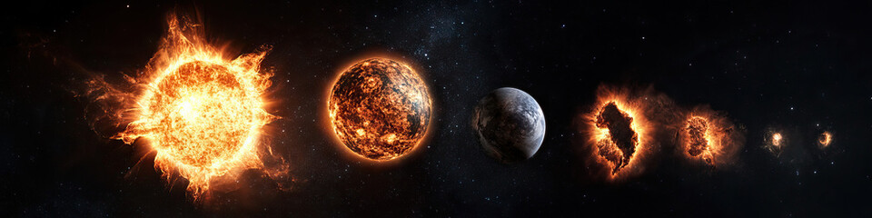 Wall Mural - Digital Illustration of Stellar Evolution and Planetary Destruction