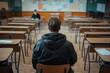 © Jenya Smyk - A student sits quietly in an empty classroom, contemplating answers for an upcoming exam while another student studies intently. Generative AI