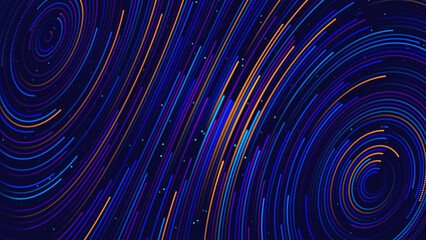 Leinwandbilder - Fluid Lines Abstract Vector Colorful Flow Field Visualization of Forces. Magnetic or Gravitational Fluctuations Chart. Science Background with a Matrix of Lines. Vector Illustration.