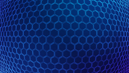 Fototapete - Hexagonal Abstract Technology Background. Hexagons Pattern for Hi-Tech Communication Design. Hi-tech Cyber Hexagon Sci-Fi Game Banner Grid. Vector Illustration