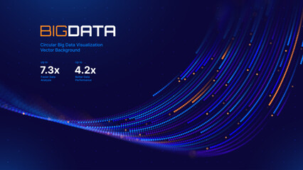 Leinwandbilder - High Speed Light Particles Internet Data Background. Digital Road Fast Speed Internet Broadband Data Flow Concept. Light Arc Turn Twist Bend Effect. Vector Illustration.