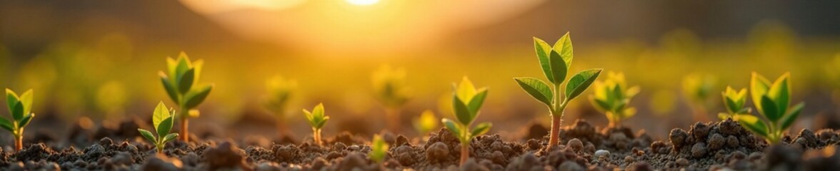 Wall Mural - Desert seedlings spread their leaves to soak up the last rays of sunlight, desert bloom, desert, botanical