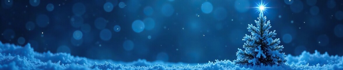 Wall Mural - icy blue star shining brightly atop a frosty christmas tree, ice, christmas